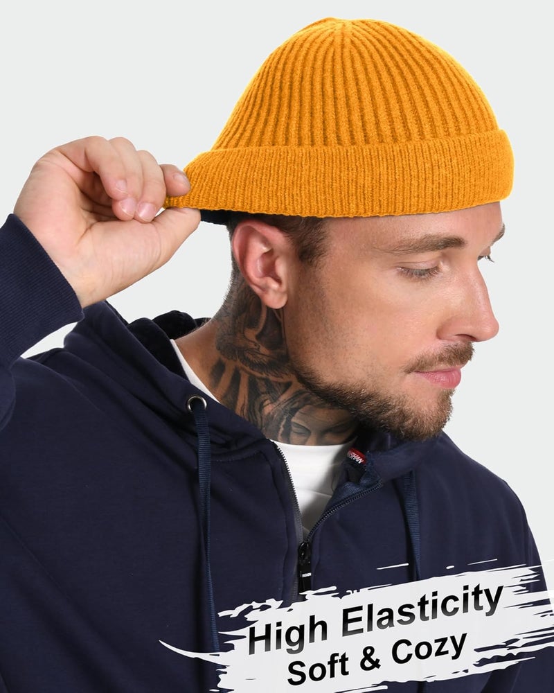 Roybens Short Fisherman Beanie for Men Women, Wool Warm Winter Hat, Swag Knit Cuff Soft Trawler Beanies Watch Cap Skull Caps - Image 4